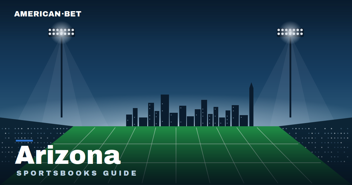 Floodlit stadium at dusk with the Arizona skyline — American Bet's guide to the best Arizona sportsbooks, betting apps and promos.