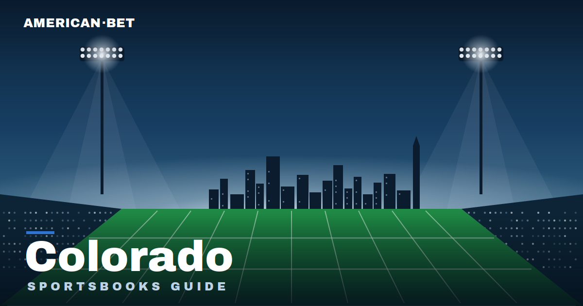 Floodlit stadium at dusk with the Colorado skyline — American Bet's guide to the best Colorado sportsbooks, betting apps and promos.