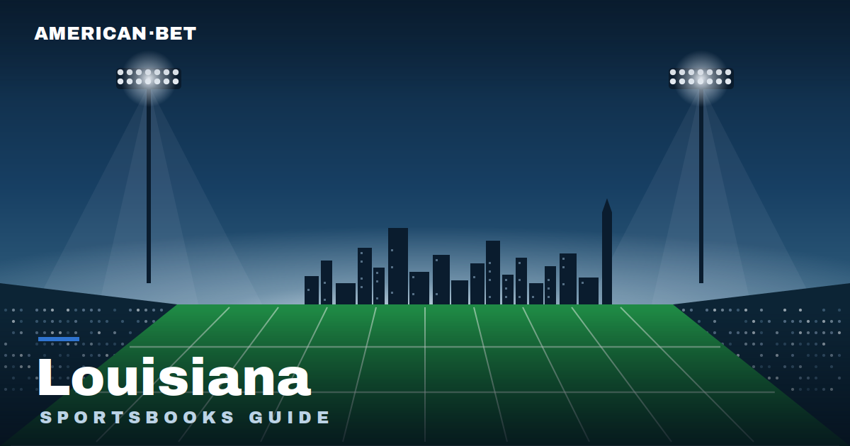 Floodlit stadium at dusk with the Louisiana skyline — American Bet's guide to the best Louisiana sportsbooks, betting apps and promos.
