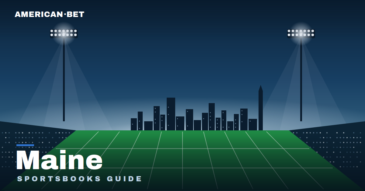 Floodlit stadium at dusk with the Maine skyline — American Bet's guide to the best Maine sportsbooks, betting apps and promos.