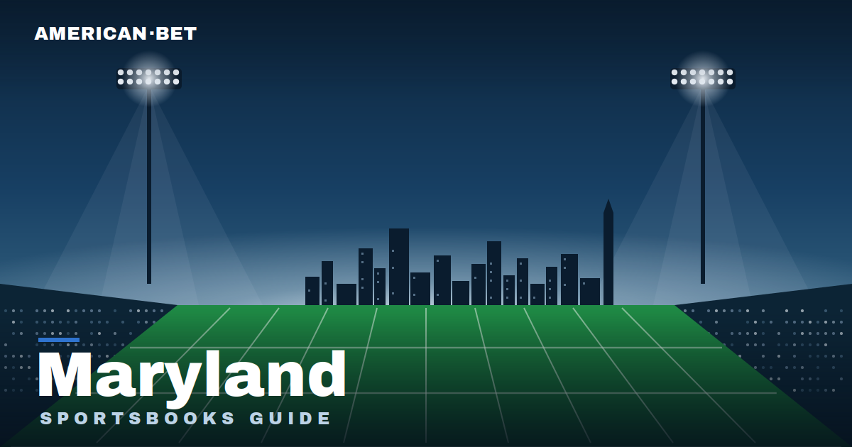 Floodlit stadium at dusk with the Maryland skyline — American Bet's guide to the best Maryland sportsbooks, betting apps and promos.