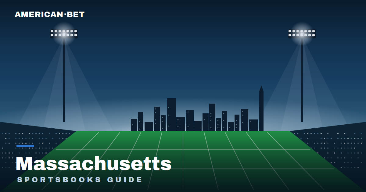 Floodlit stadium at dusk with the Massachusetts skyline — American Bet's guide to the best Massachusetts sportsbooks, betting apps and promos.
