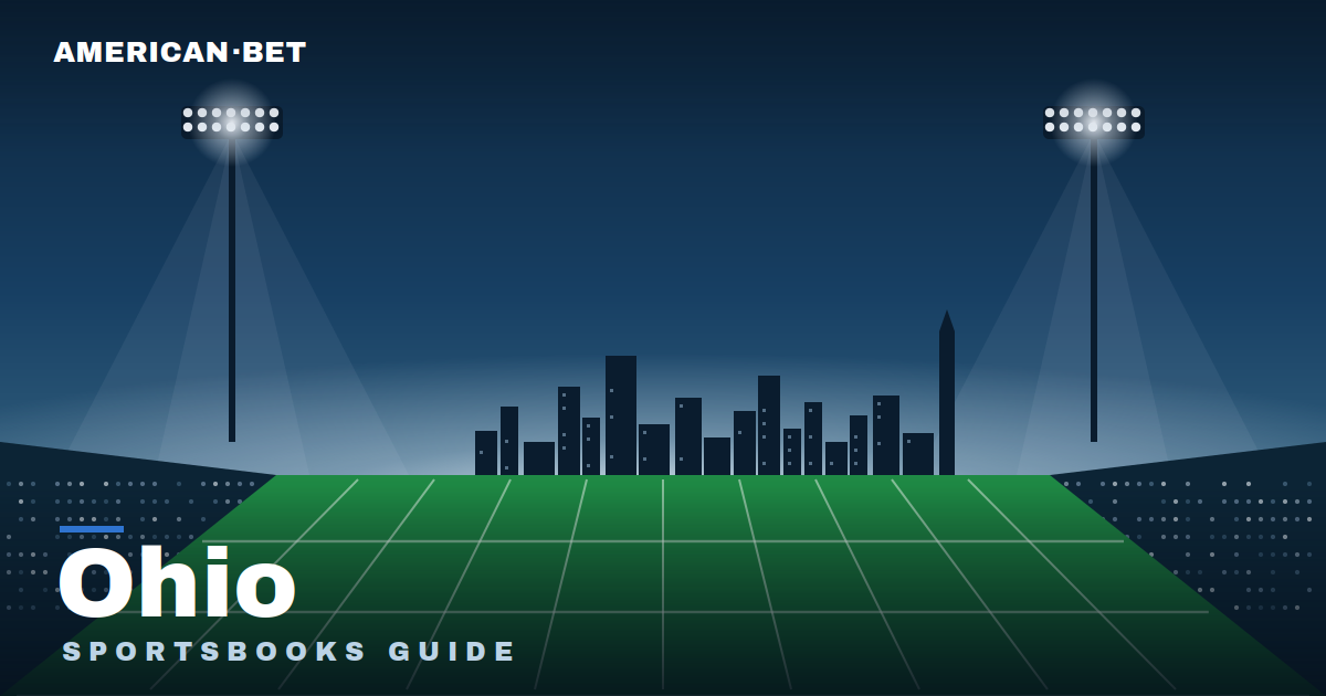 Floodlit stadium at dusk with the Ohio skyline — American Bet's guide to the best Ohio sportsbooks, betting apps and promos.
