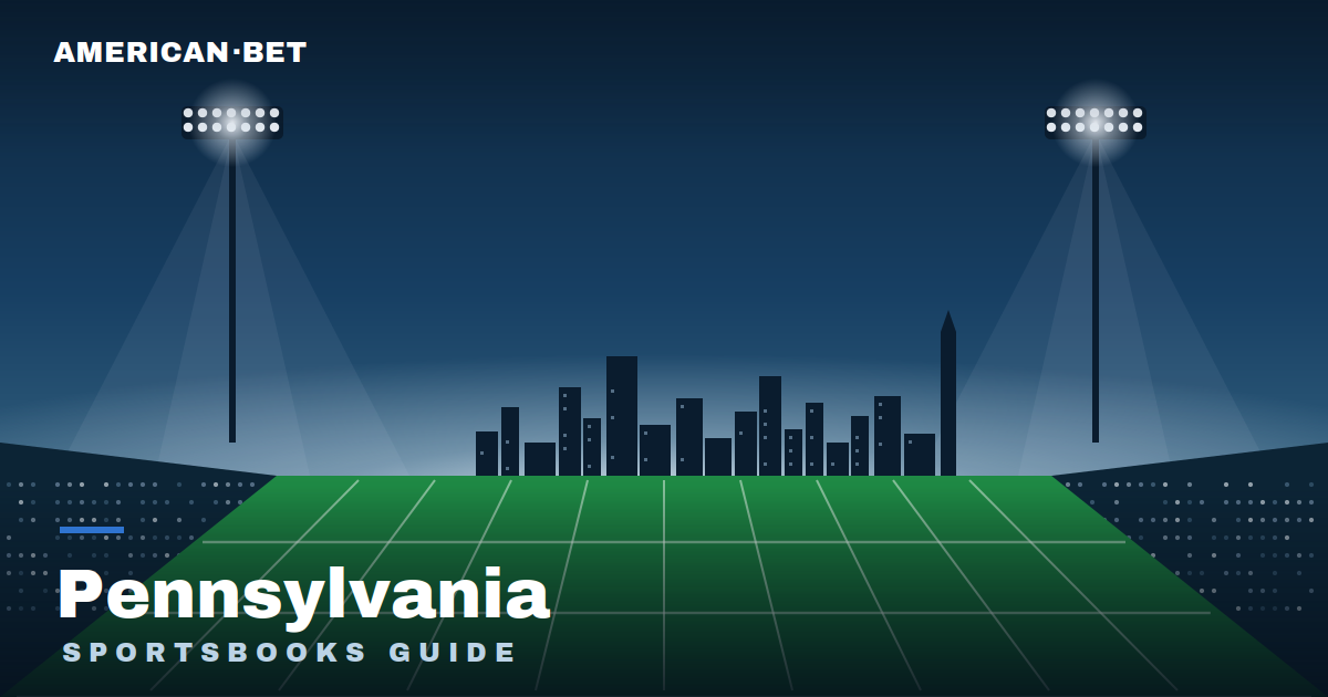 Floodlit stadium at dusk with the Pennsylvania skyline — American Bet's guide to the best Pennsylvania sportsbooks, betting apps and promos.