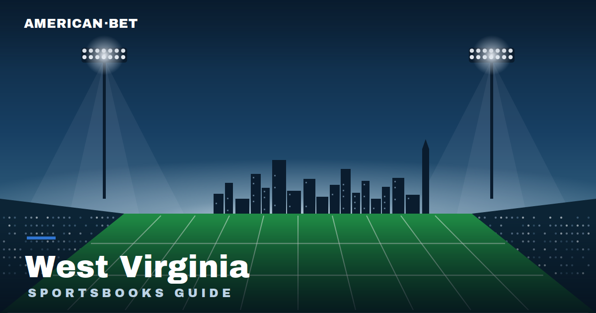Floodlit stadium at dusk with the West Virginia skyline — American Bet's guide to the best West Virginia sportsbooks, betting apps and promos.