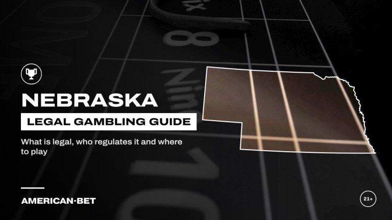 Nebraska gambling laws and legal betting guide: the layout of a craps table, framed by an outline map of Nebraska